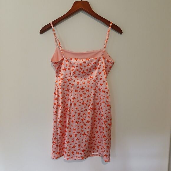 Urban Outfitters Mini Dress Size Small Petite Pink With Orange Butterfly Print - Picture 2 of 11
